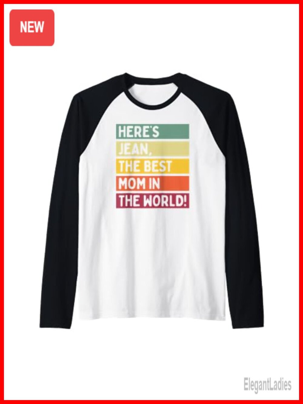 Best Mom Jean Mother's Day Retro Raglan Baseball Tee